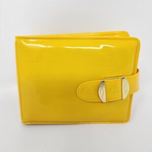 Vtg 70s Sirco Star Brand Hong Kong Yellow Faux Patent Leather Wallet Coin Pouch